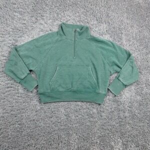 Panache Apparel Sweatshirt Womens S Green Pullover 1/4 Zip Pockets Lined Fleece